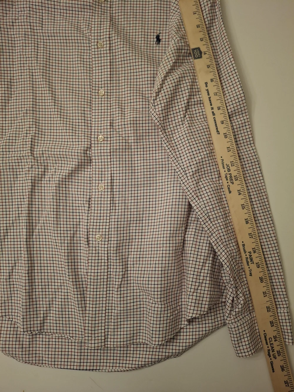 Ralph Lauren Men’s Button-Down Plaid Shirt - White with Navy & Red Check